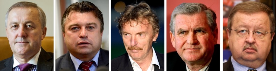 Kandydaci na szefa PZPN. Od lewej: Edward Potok, Roman Kosecki, Zbigniew Boniek, Stefan Antkowiak i Zdzisław Kręcina /PAP /PAP