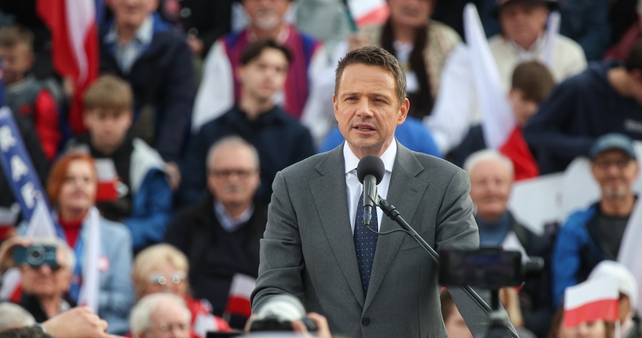 Kandydat KO na prezydenta Rafał Trzaskowski podczas wiecu wyborczego /Łukasz Gagulski /PAP