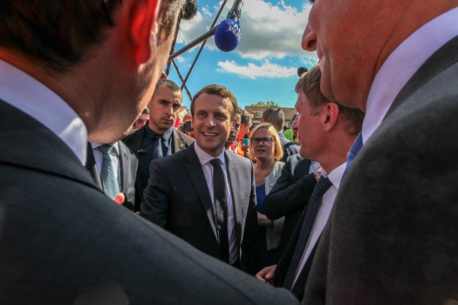 Kandydat na prezydenta Francji Emmanuel Macron /Frederic Scheiber /PAP/EPA