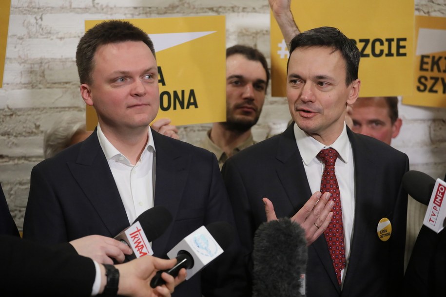 Kandydat w wyborach prezydenckich 2020 Szymon Hołownia oraz szef jego sztabu wyborczego Jacek Cichocki /Paweł Supernak /PAP