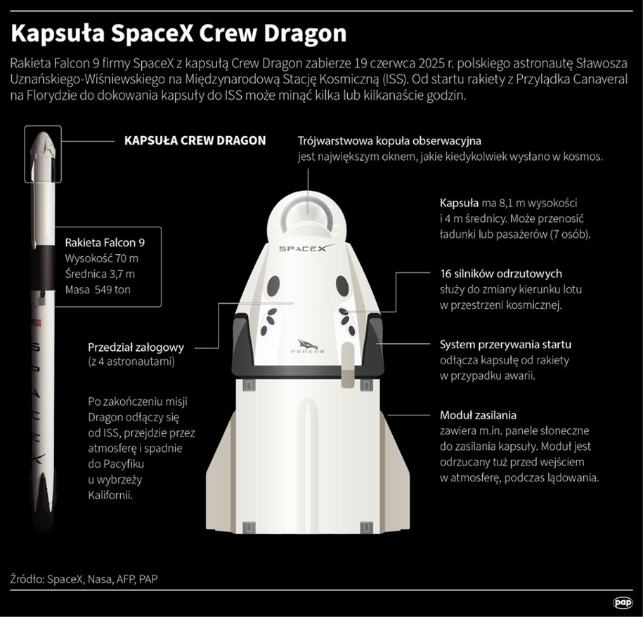 Kapsuła SpaceX Crew Dragon Ten plik jest gotowy do pobrania. /Mateusz Krymski /PAP