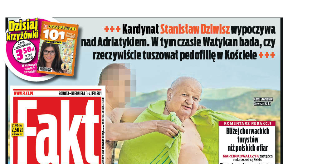 Kardynał Dziwisz na okładce "Faktu" /materiał zewnętrzny