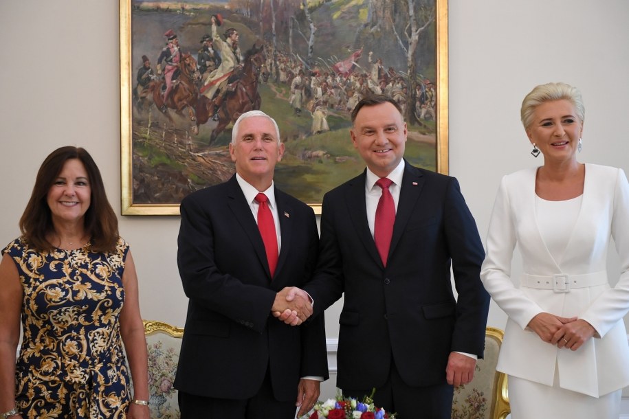 Karen Pence, Mike Pence, Andrzej Duda i Agata Kornhauser-Duda / 	Radek Pietruszka   /PAP