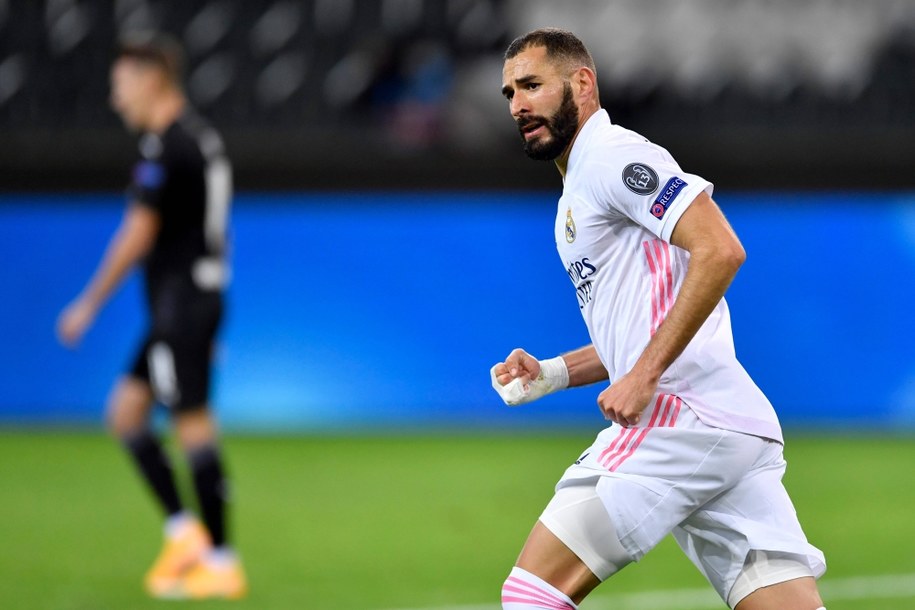 Karim Benzema po pierwszym golu dla Realu Madryt / 	MARIUS BECKER /PAP/DPA