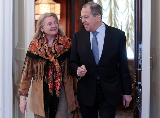 Karin Kneissl i Siergiej Ławrow /SERGEI CHIRIKOV /PAP/EPA