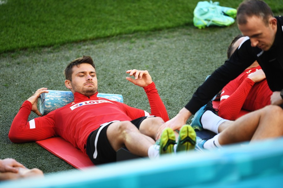 Karol Linetty podczas treningu kadry w Gdańsku /Marcin Gadomski /PAP