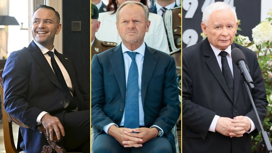 Karol Nawrocki, Donald Tusk i Jarosław Kaczyński /Anita Walczewska/Wojciech Olkusnik/ IMAGO/Roni Rekomaa/Imago Stock and People/East News /East News