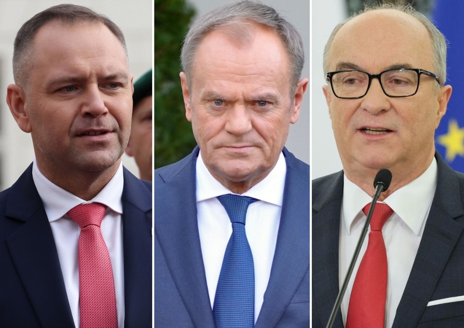Karol Nawrocki, Donald Tusk, Włodzimierz Czarzasty, fot. PAP /Rafał Guz /Shutterstock