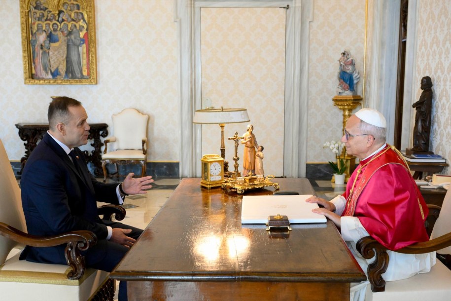 Karol Nawrocki na spotkaniu z Leonem XIV, fot. Vatican News /