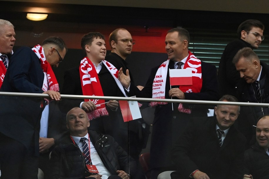 Karol Nawrocki na trybunach przed meczem eliminacyjnym piłkarskich mistrzostw świata z Holandią /	Piotr Nowak /PAP