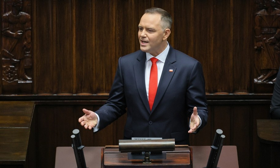 Karol Nawrocki wygłaszający orędzie przed Zgromadzeniem Narodowym /Paweł Supernak /PAP