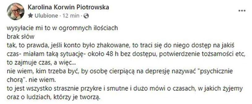 Karolina Korwin Piotrowska nie wierzy w atak hakerski /@karolinakp /Facebook