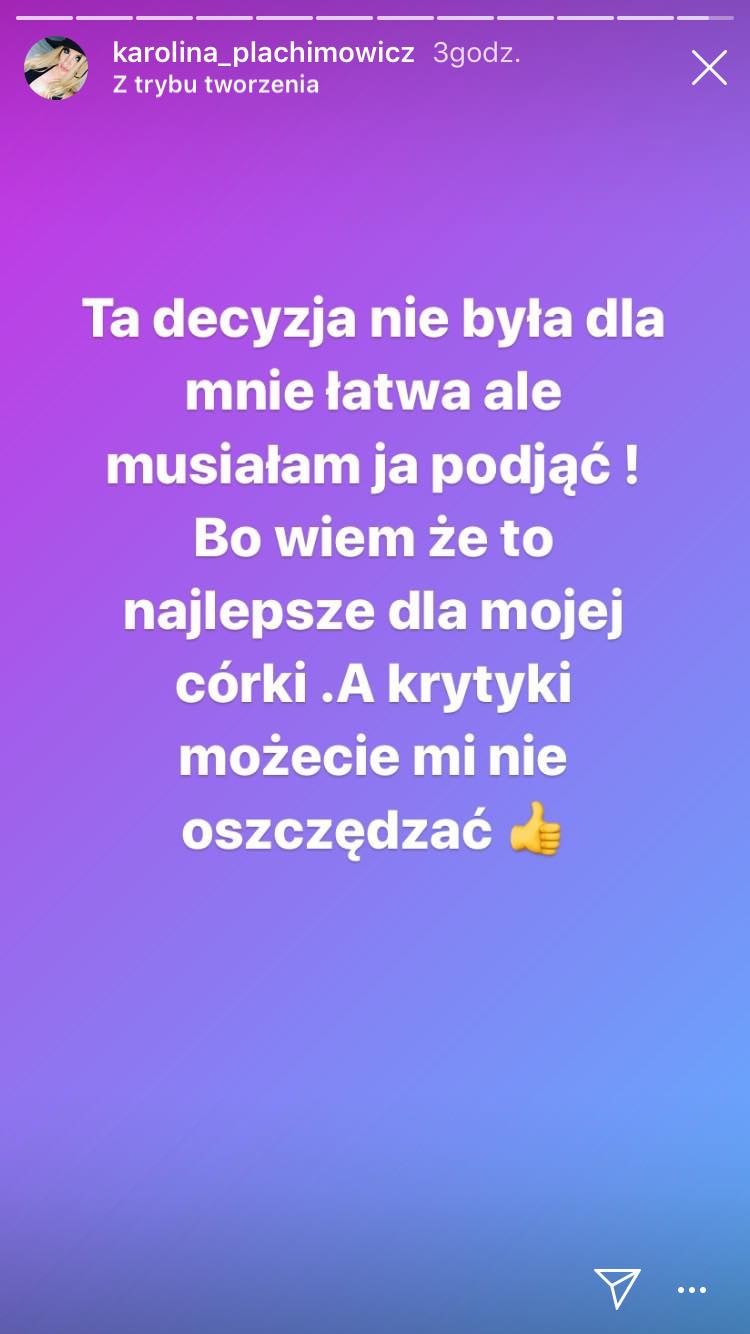 Karolina Plamichowicz o oddaniu córki /Instagram /Instagram