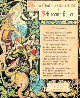 Karta z niemieckiego wydania Niemieckich baśni w obrazach i słowach braci Grimm. /Encyklopedia Internautica