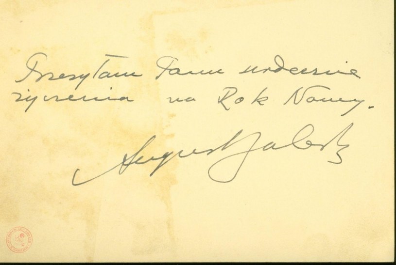 Karta z podziękowaniem za życzenia z podpisem Prezydenta Augusta Zaleskiego, 27 grudnia 1951r. /Archiwum Akt Nowych /