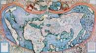 Kartografia, mapa świata Martina Waldseemüllera, 1507 r. /Encyklopedia Internautica