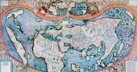 Kartografia, mapa świata Martina Waldseemüllera, 1507 r. /Encyklopedia Internautica
