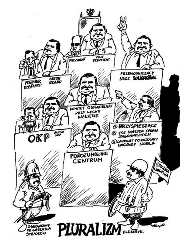 Karykatura zamieszczona w pismie "Pogląd" w wydaniu z lata 1990. Źródło: www.poglad-berlinwest.de /INTERIA.PL