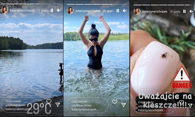 Kasia Cichopek kusi na Mazurach i ostrzega przed kleszczami /Instagram