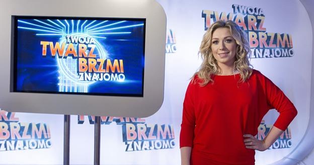 Katarzyna Cerekwicka na planie programu "Twoja Twarz Brzmi Znajomo", fot. Maciej Zawada /Polsat