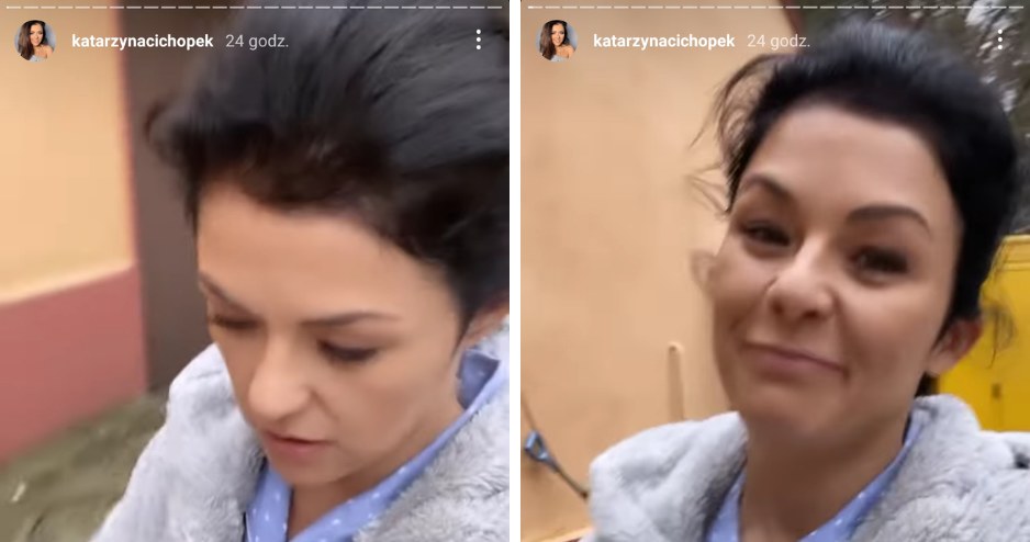 Katarzyna Cichopek radośnie kroczy do pracy w piżamie i szlafroku. /@katarzynacichopek /Instagram