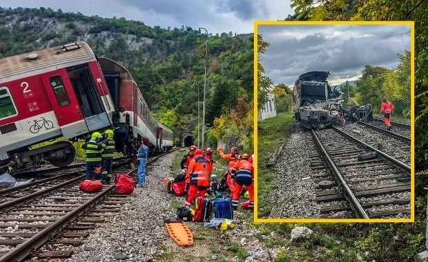 Katastrofa kolejowa na Słowacji. Zderzyły się dwa pociągi ekspresowe