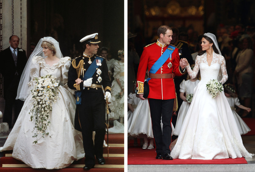Kate Middleton non stop czerpie ze stylu księżnej Diany. Nawet jej suknia ślubna łudząco przypominała kreację jej teściowej /Fox Photos / Stringer /Getty Images