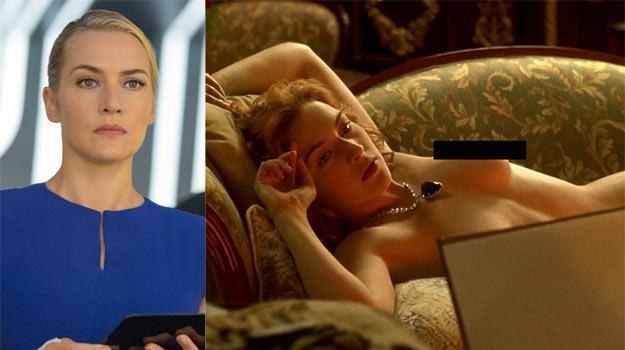 Kate Winslet w "Niezgodnej" (L) i  - dla porównania - w słynnej scenie z "Titanika" (P) /materiały dystrybutora