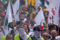 Katowice: Manifestacja związkowców grupy Tauron