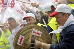 Katowice: Manifestacja związkowców grupy Tauron