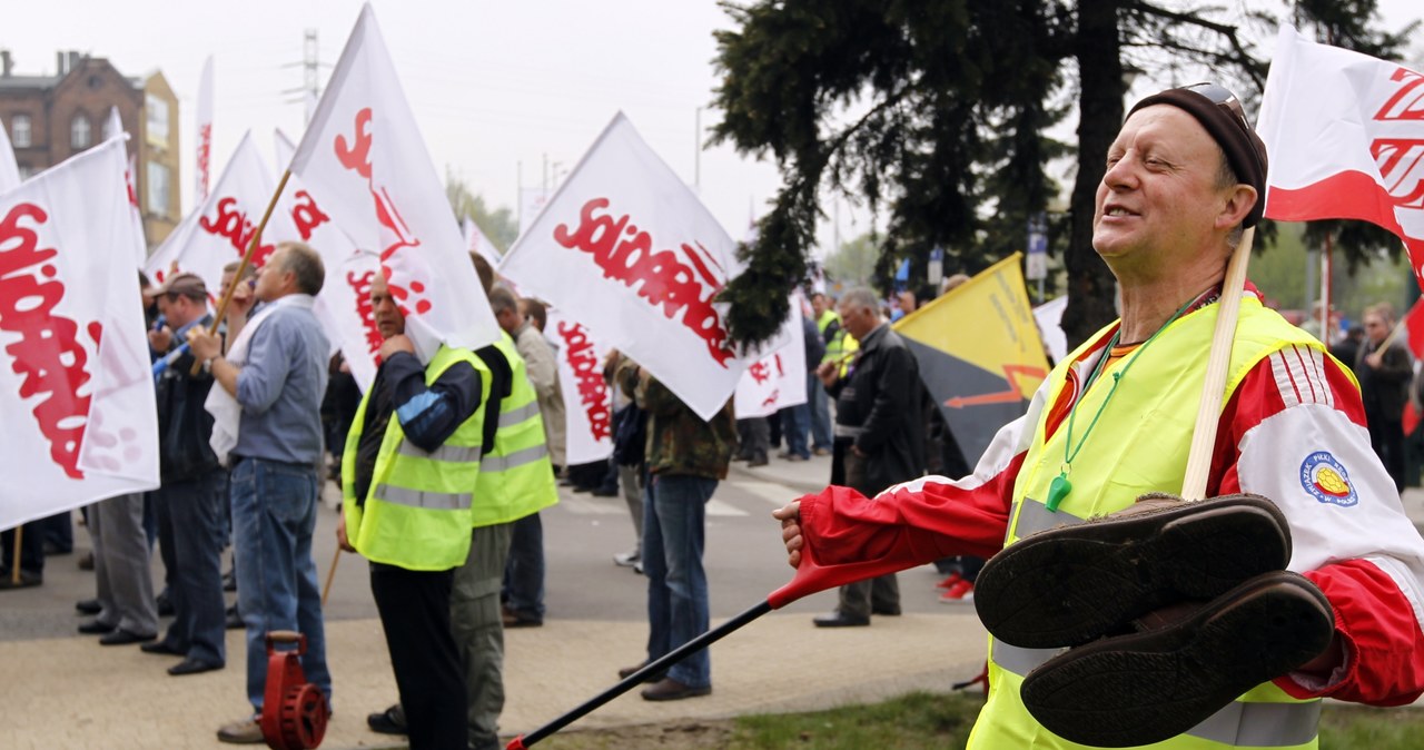 Katowice: Manifestacja związkowców grupy Tauron