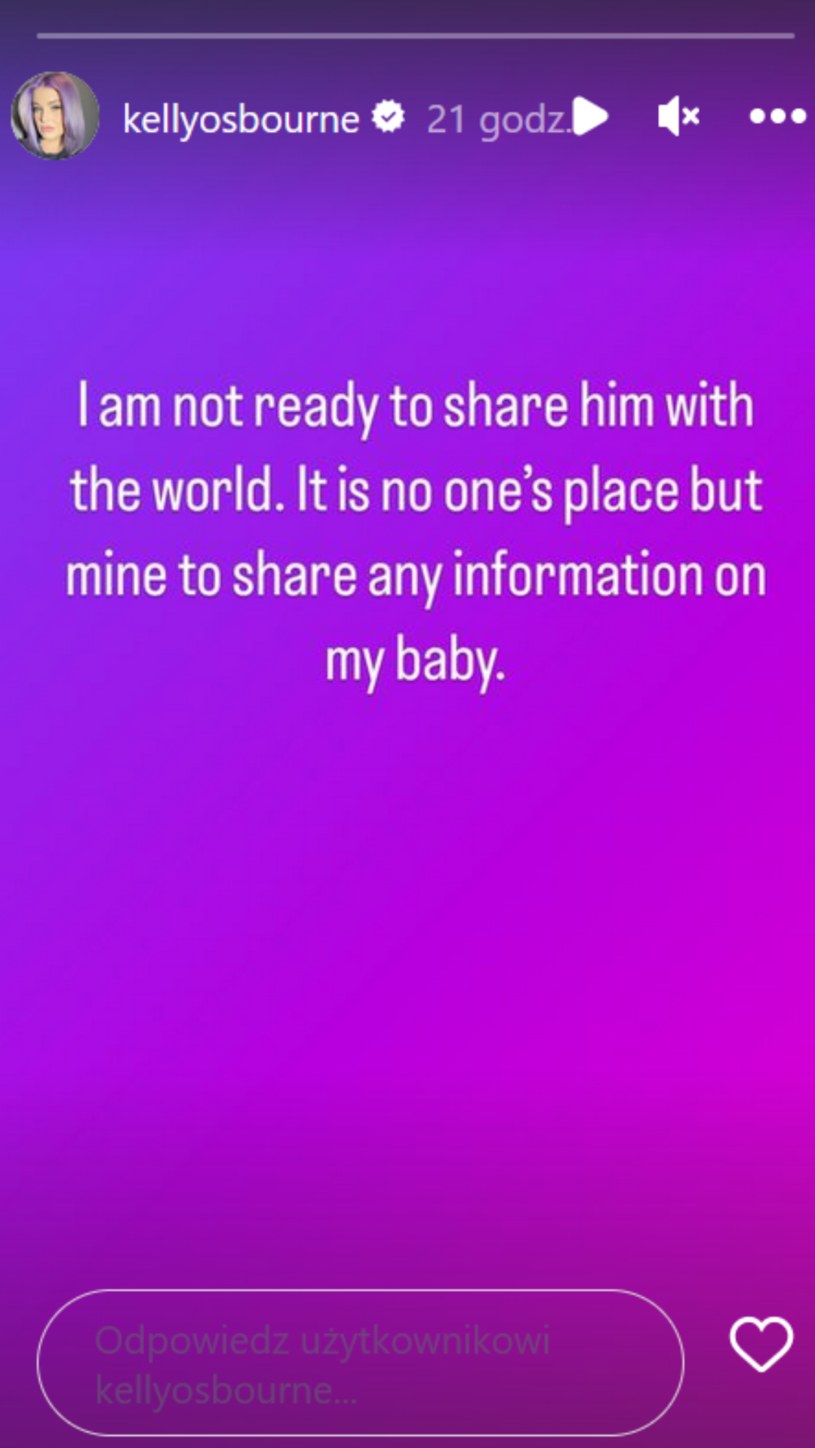 Kelly Osbourne nie chce pokazać zdjęcia dziecka /Instagram
