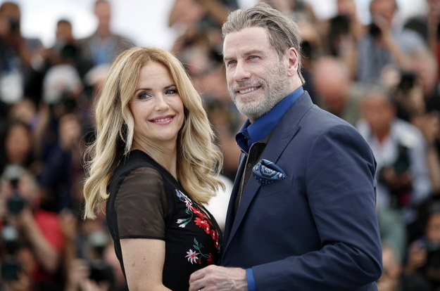 Kelly Preston z mężem Johnem Travoltą w Cannes w 2018 roku /FRANCK ROBICHON /PAP/EPA