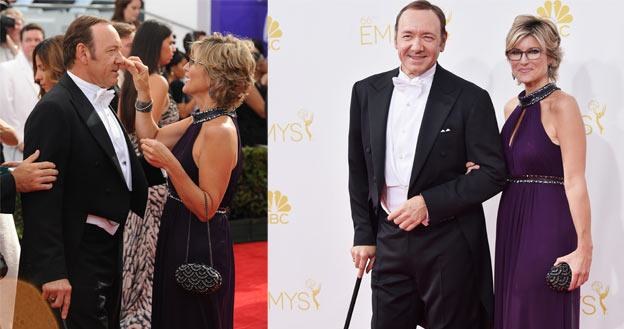 Kevin Spacey przybył na galę Emmy z dziennikarką CNN, Ashleigh Banfield. /Getty Images