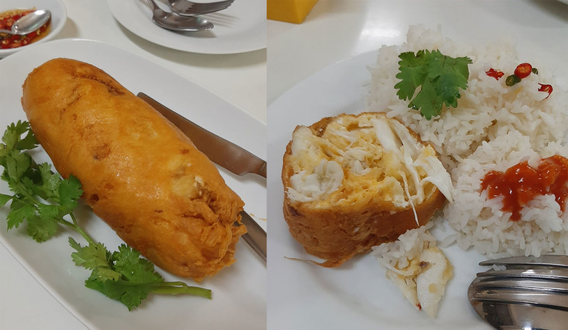 Khai jeaw poo, czyli omlet z mięsem kraba, to jedno z popisowych dań Jay Fai /Iza Grelowska /Styl.pl