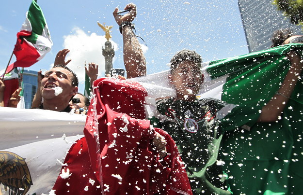 Kibice Meksyku cieszą się ze zwycięstwa nad Niemacmi! /	MARIO GUZMAN /PAP/EPA