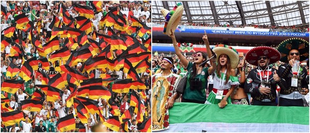 Kibice Niemiec i Meksyku na stadionie Łużniki /FACUNDO ARRIZABALAGA /PAP/EPA
