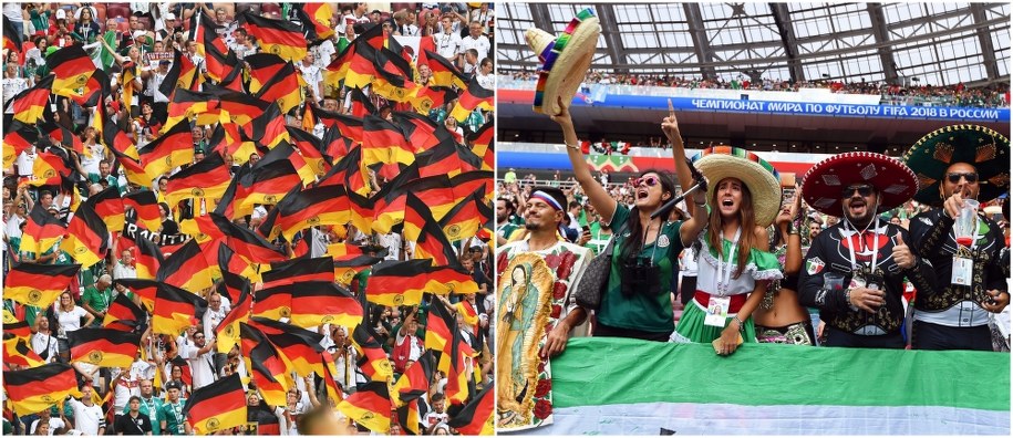 Kibice Niemiec i Meksyku na stadionie Łużniki /FACUNDO ARRIZABALAGA /PAP/EPA