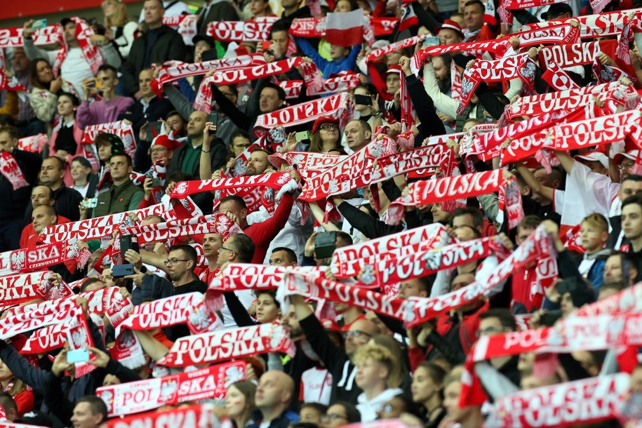 Kibice piłkarskiej reprezentacji Polski podczas meczu eliminacyjnego do mistrzostw świata 2022 z Albanią. / 	Leszek Szymański    /PAP