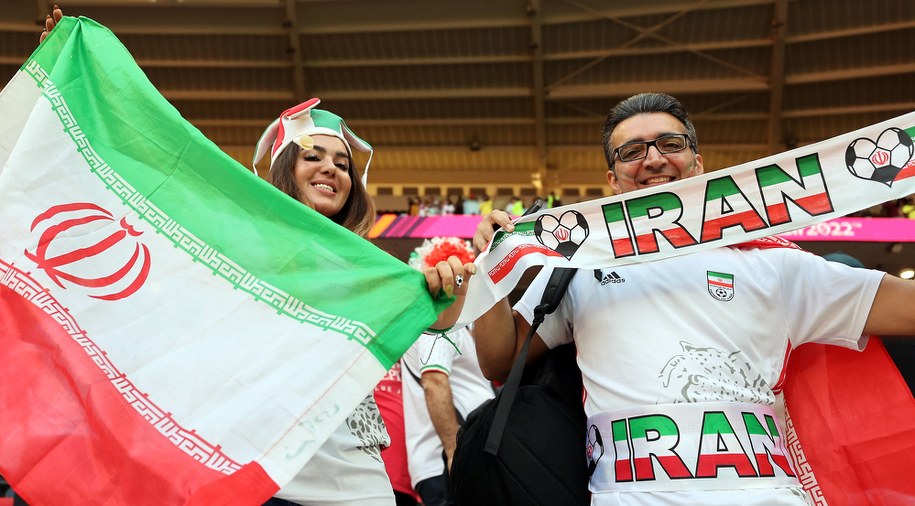 Kibice reprezentacji Iranu /Abedin Taherkenareh   /PAP/EPA