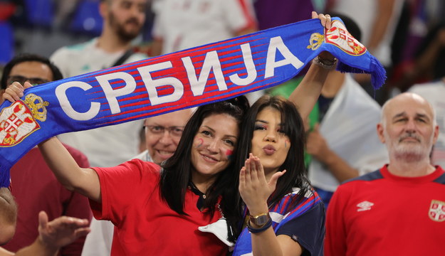 Kibice reprezentacji Serbii przed meczem ze Szwajcarią /Friedemann Vogel /PAP/EPA