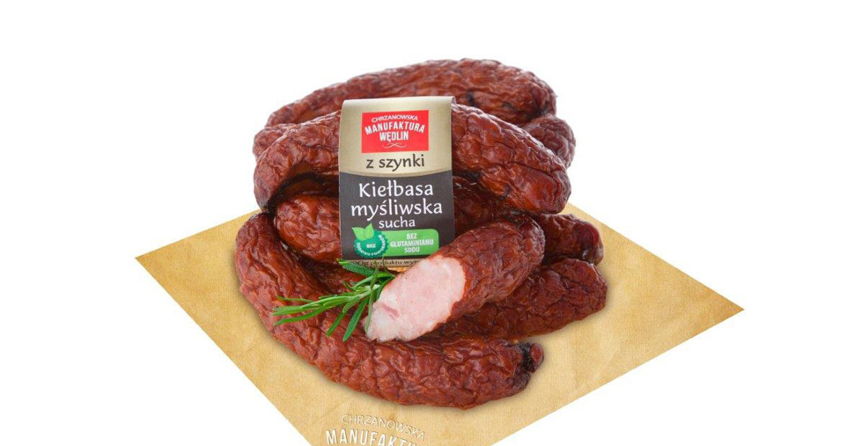 Kiełbasa Myśliwska Sucha z szynki z Chrzanowa /Styl.pl/materiały prasowe