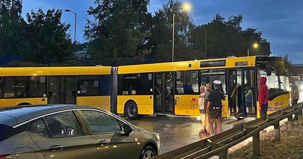 Kierowca autobusu wjechał pod prąd i zablokował DTŚ /Policja