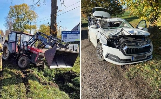 ​Kierowca ciągnika z 4 promilami. Nie zauważył wyprzedzającej go skody