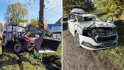 ​Kierowca ciągnika z 4 promilami. Nie zauważył wyprzedzającej go skody