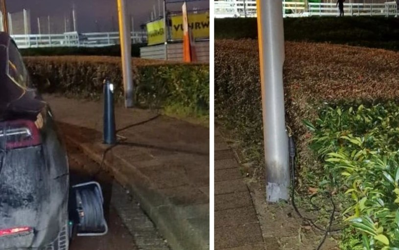 Kierowca tesli podejrzany jest o kradzież prądu /Politie_Hoekschewaard /
