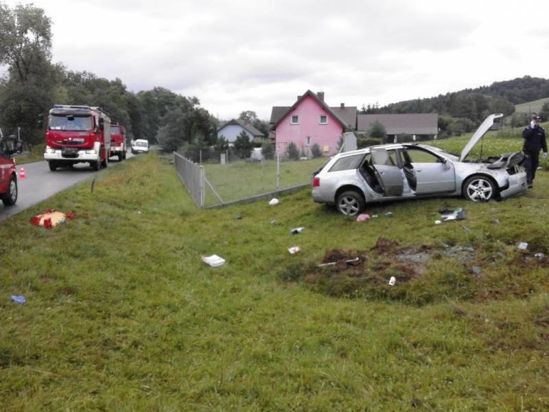 Kierowca uciekł z miejsca wypadku / Fot: Straż Pożarna /Informacja prasowa