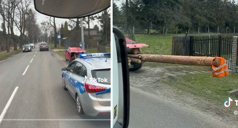 Kierowca zapakował bale drewna do cinquecento /cules981 /TikTok