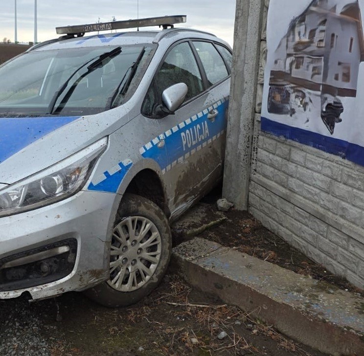 Kierowca zepchnął radiowóz /POMORSKA POLICJA /