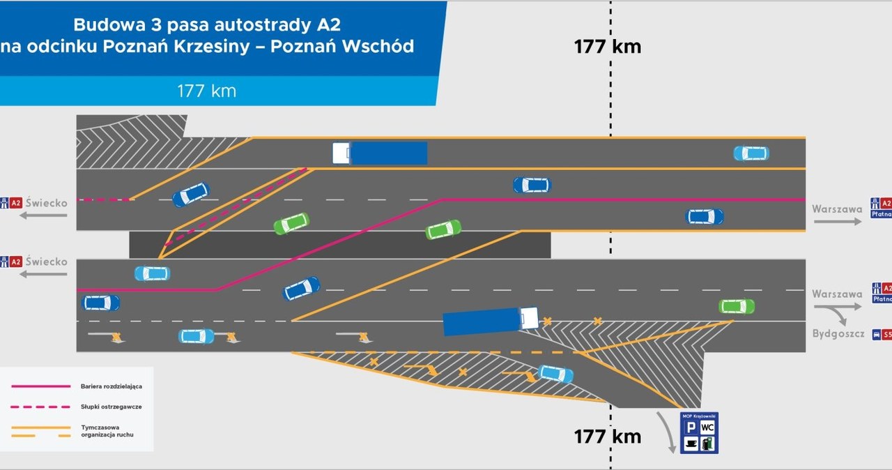 Kierowcy, którzy chcą zjechać na węźle Poznań Wschód na drogę ekspresową S5, również muszą być przygotowani na zmiany. /Fot. Autostrada Wielkopolska/ /